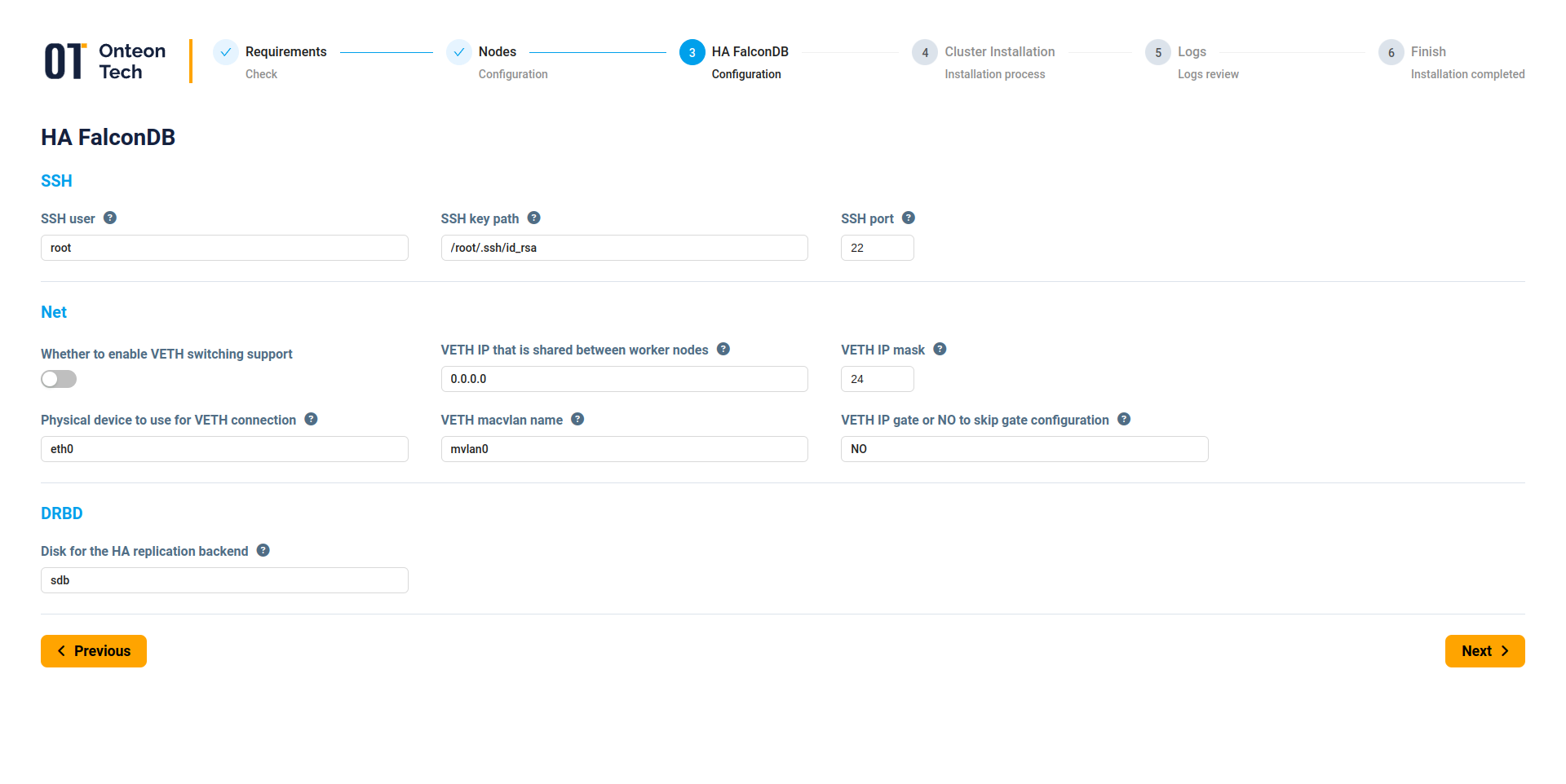 Web Installer Cluster Configuration