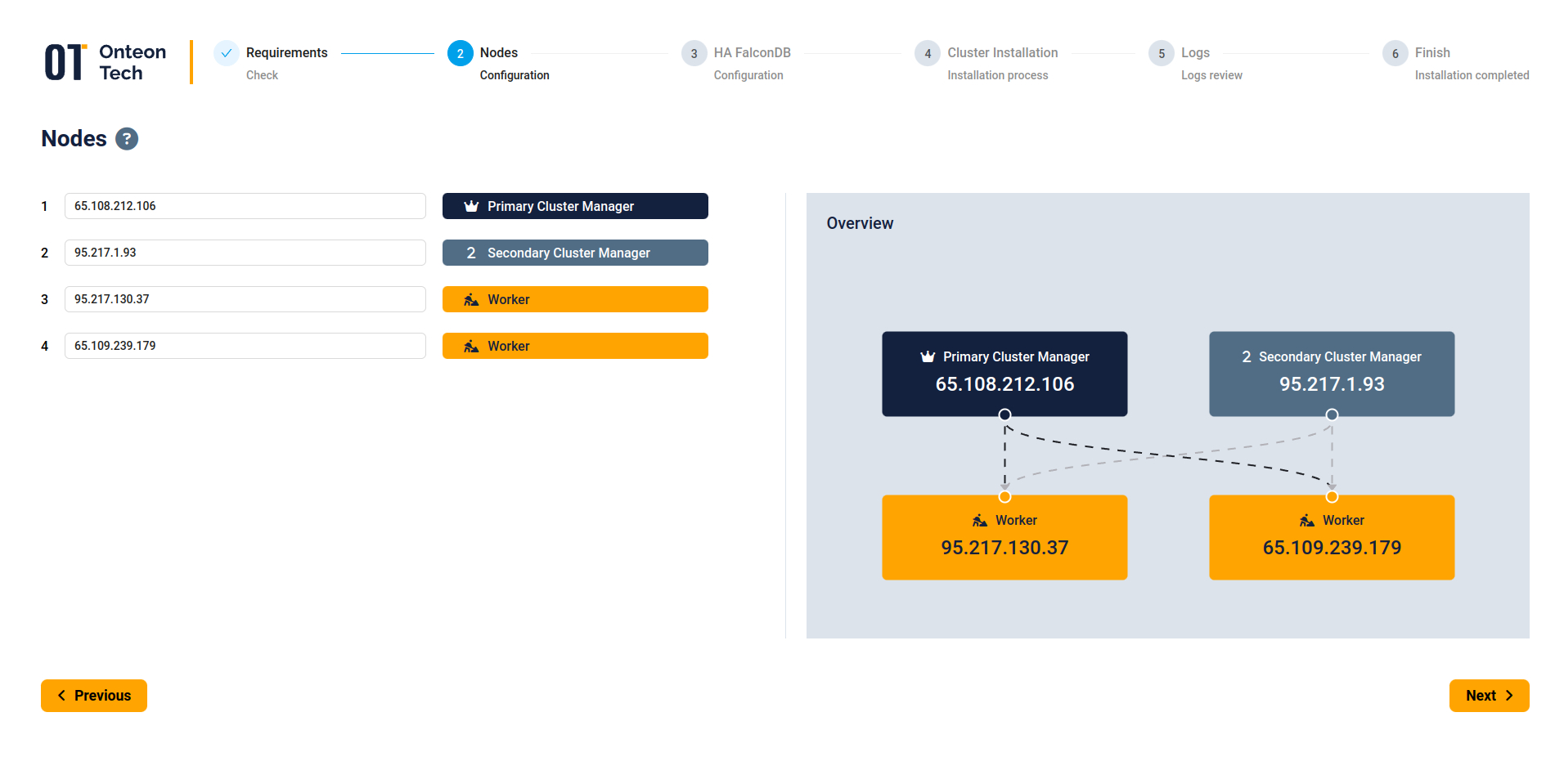 Web Installer Nodes Configuration