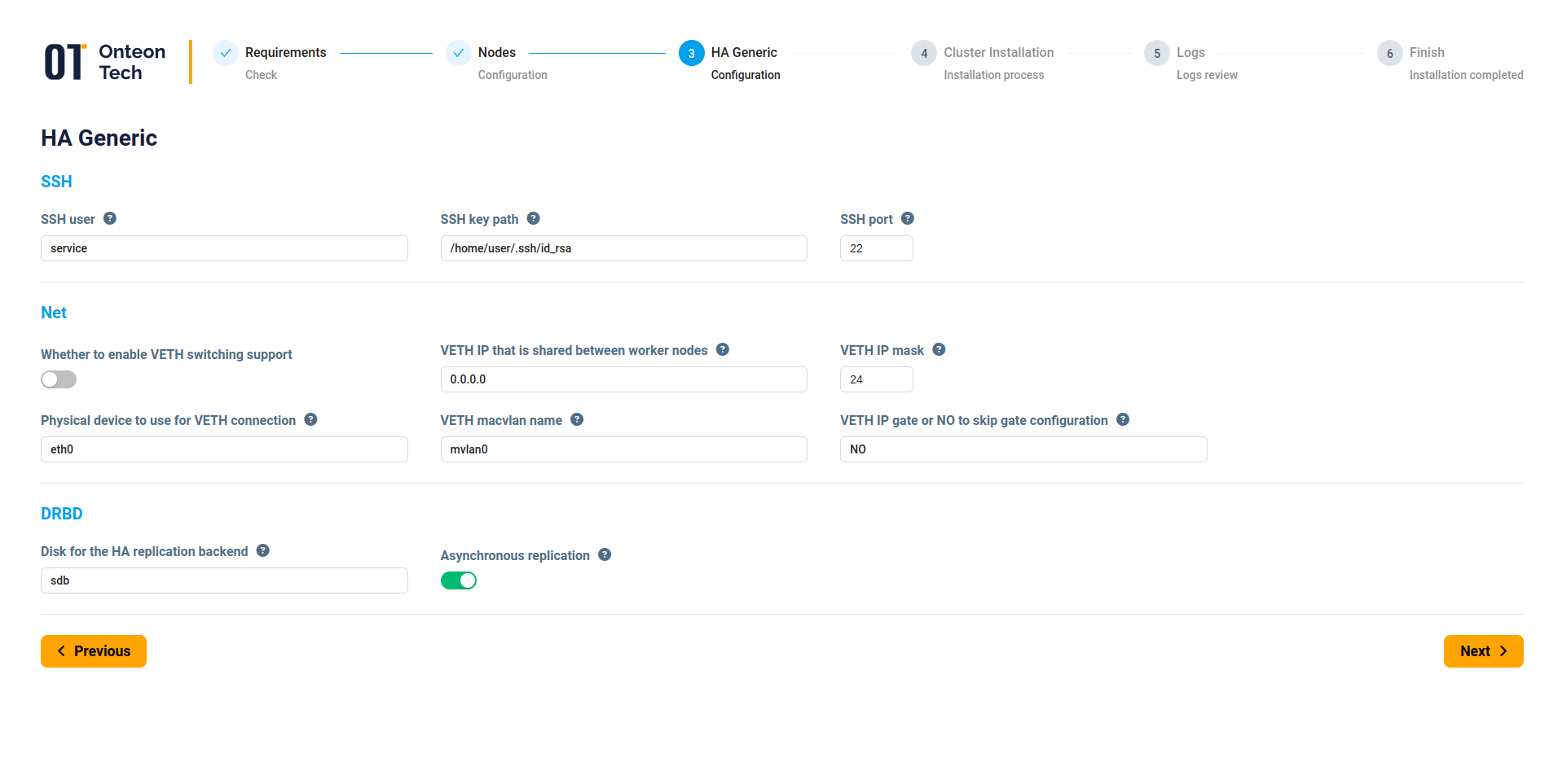 Web Installer Cluster Configuration