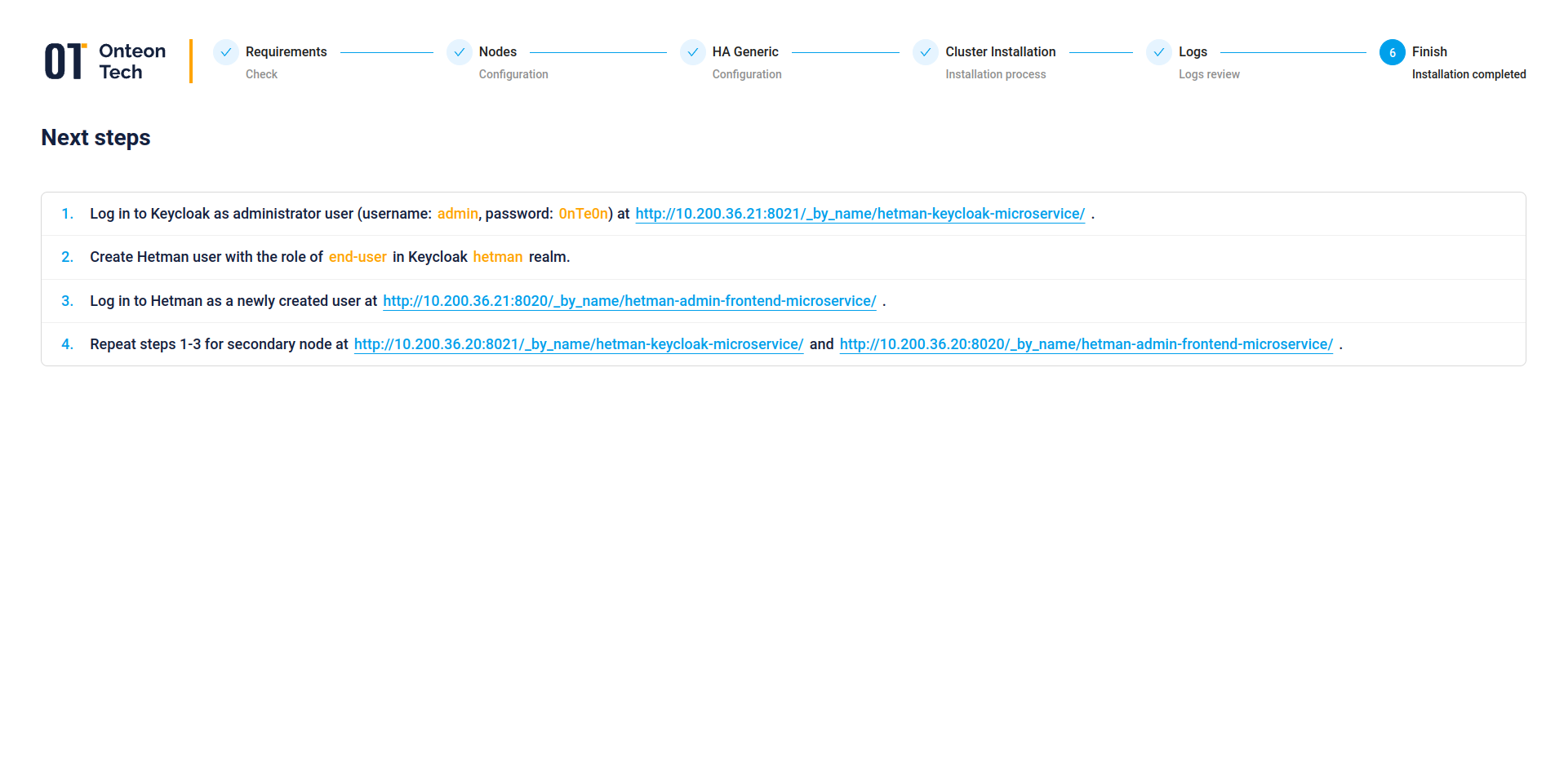 Web Installer Next Steps