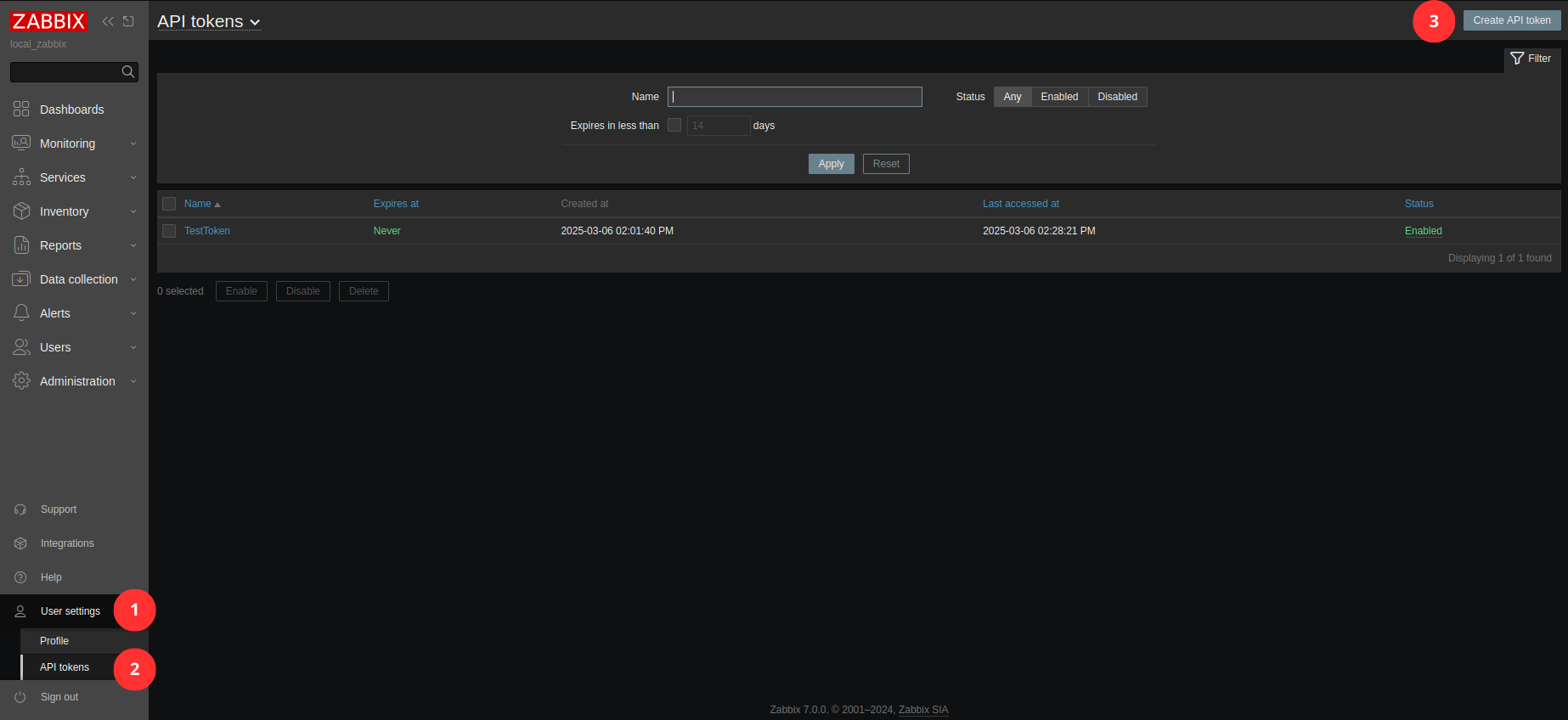 Generate API token - steps 1-3