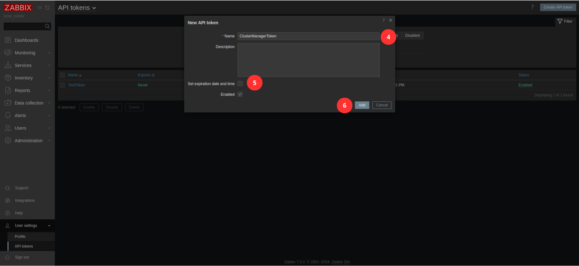 Generate API token - steps 4-6
