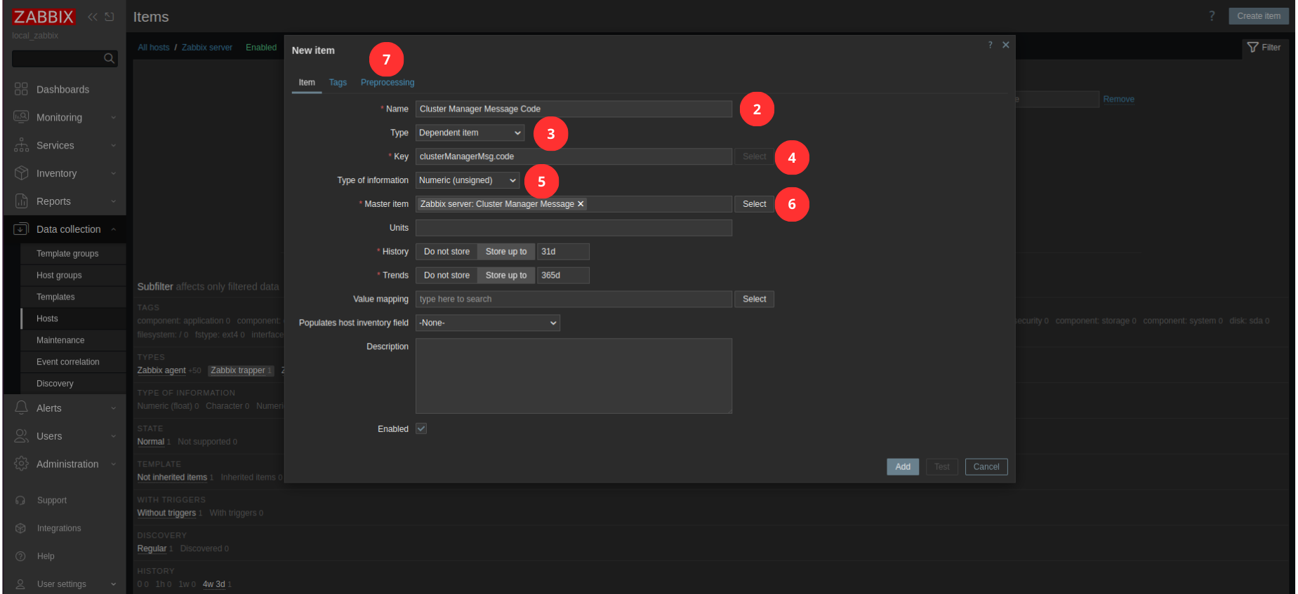 Create dependent items - steps 1-7