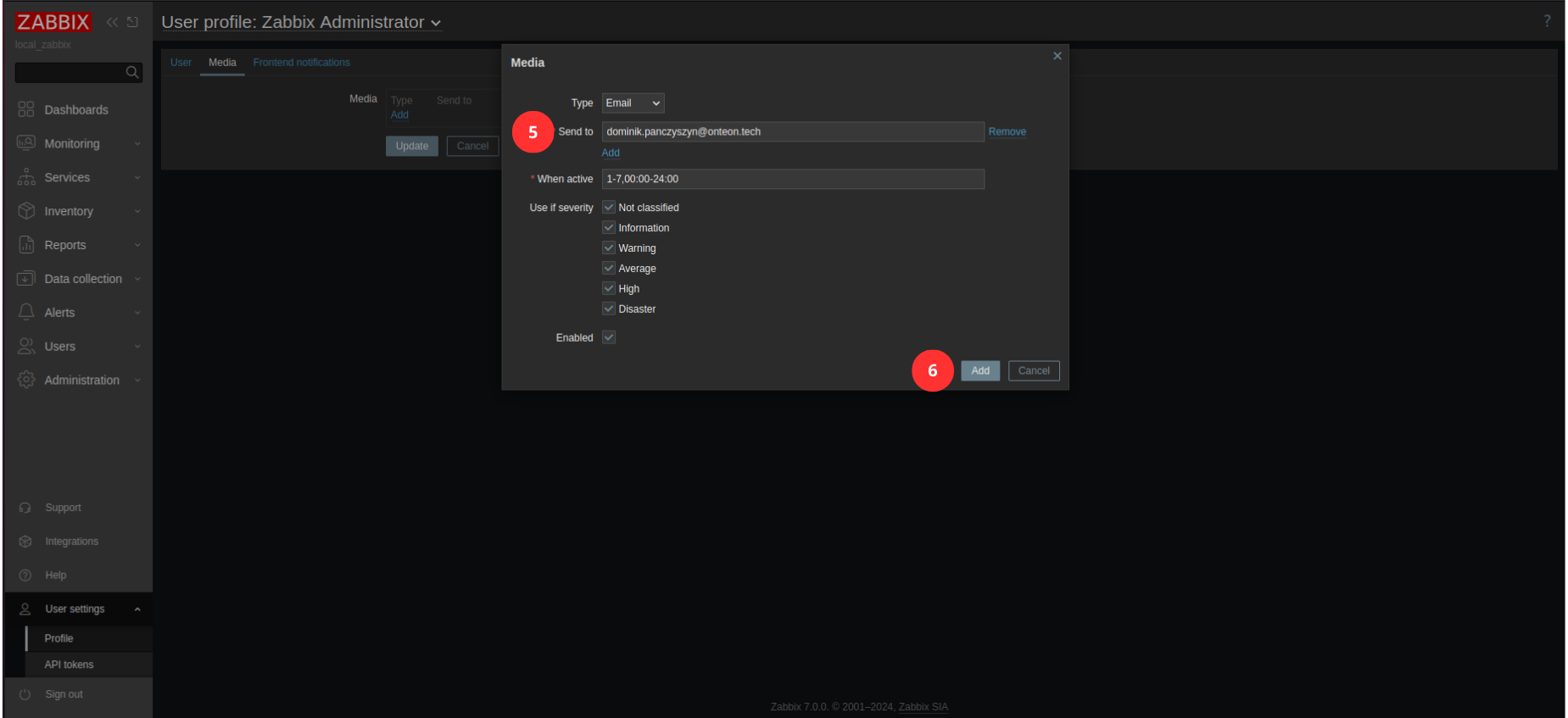 Configure user's email address - steps 5-6