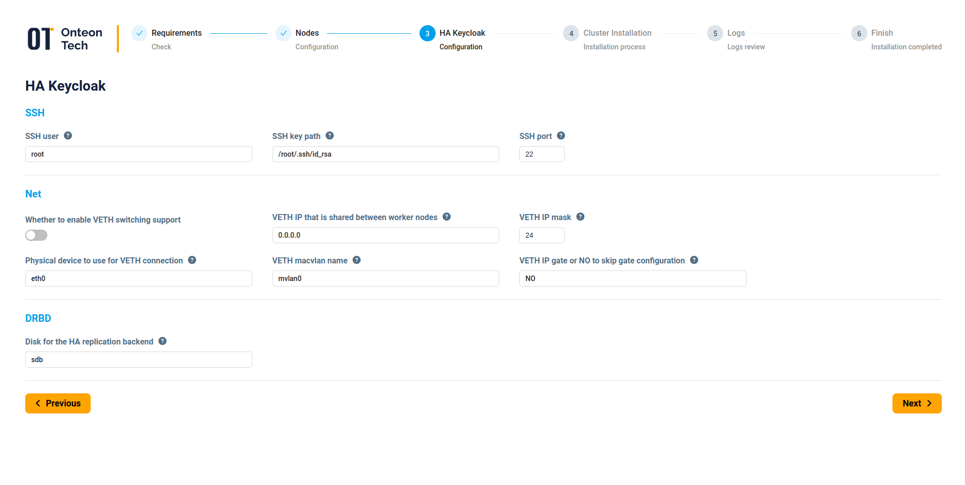 Web Installer Cluster Configuration