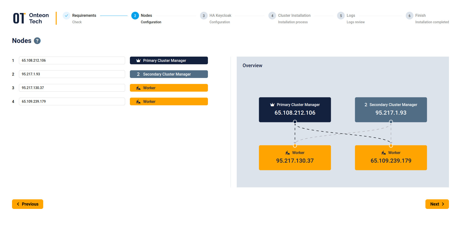 Web Installer Nodes Configuration