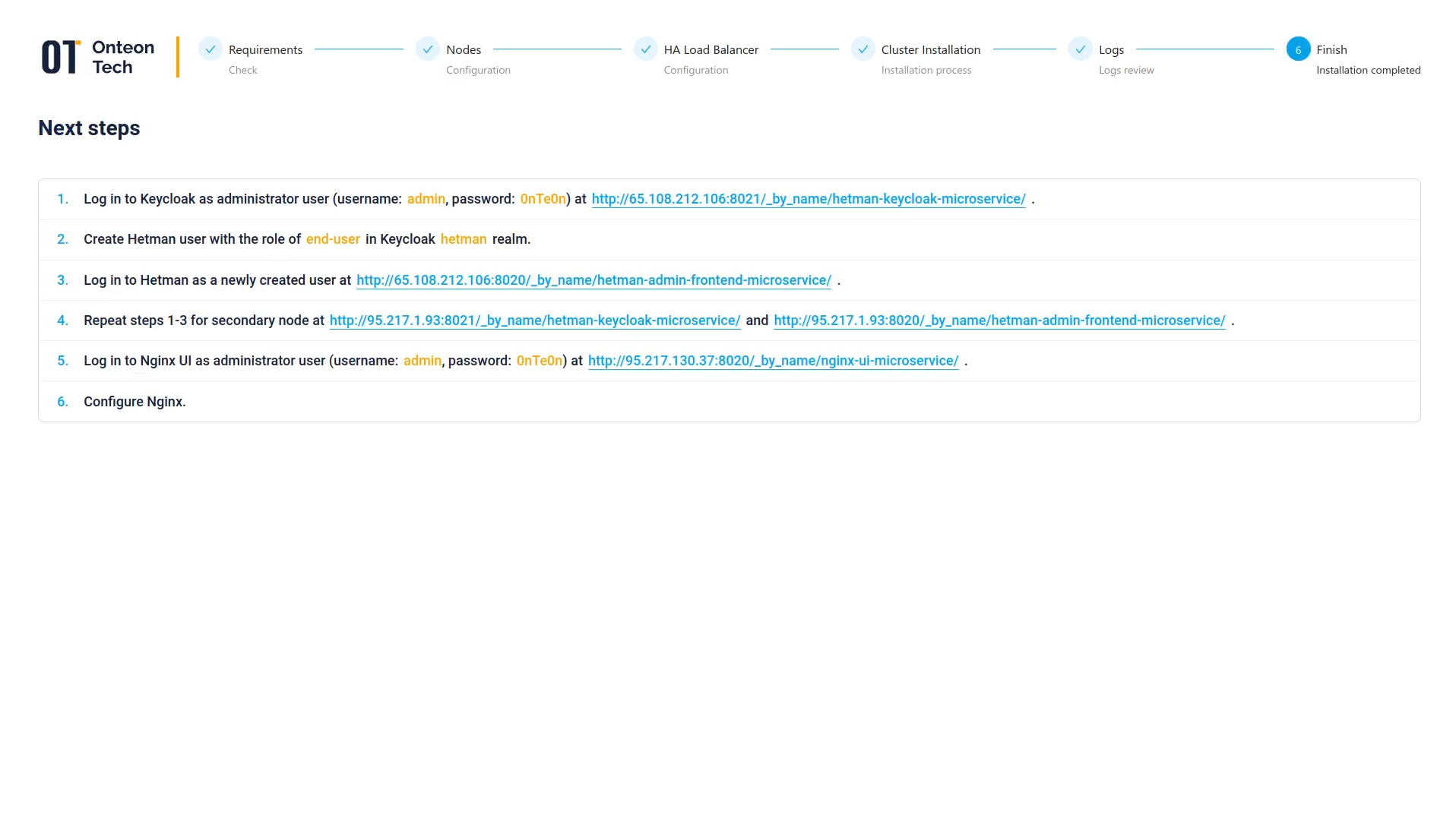 Web Installer Next Steps