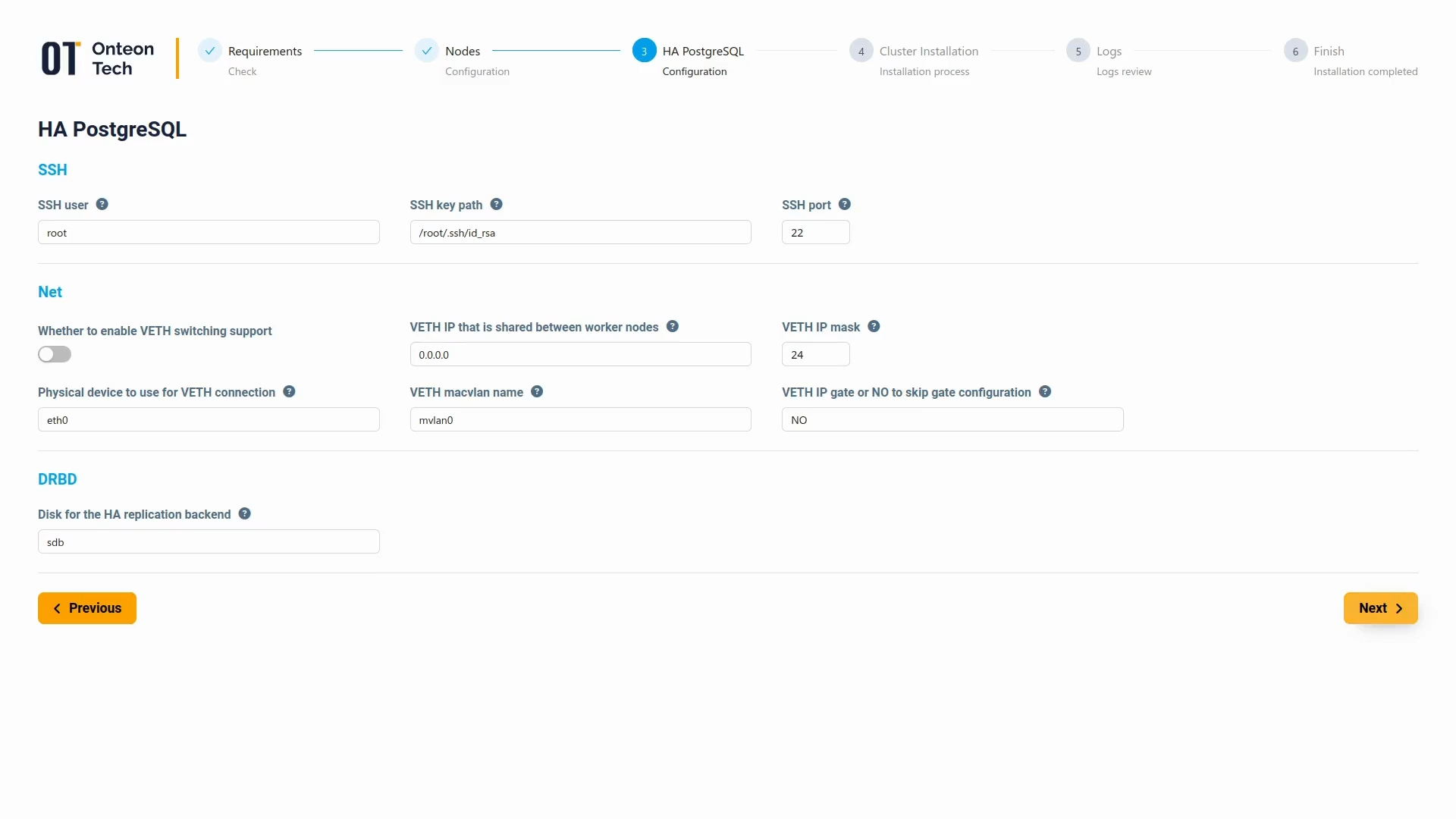Web Installer Cluster Configuration