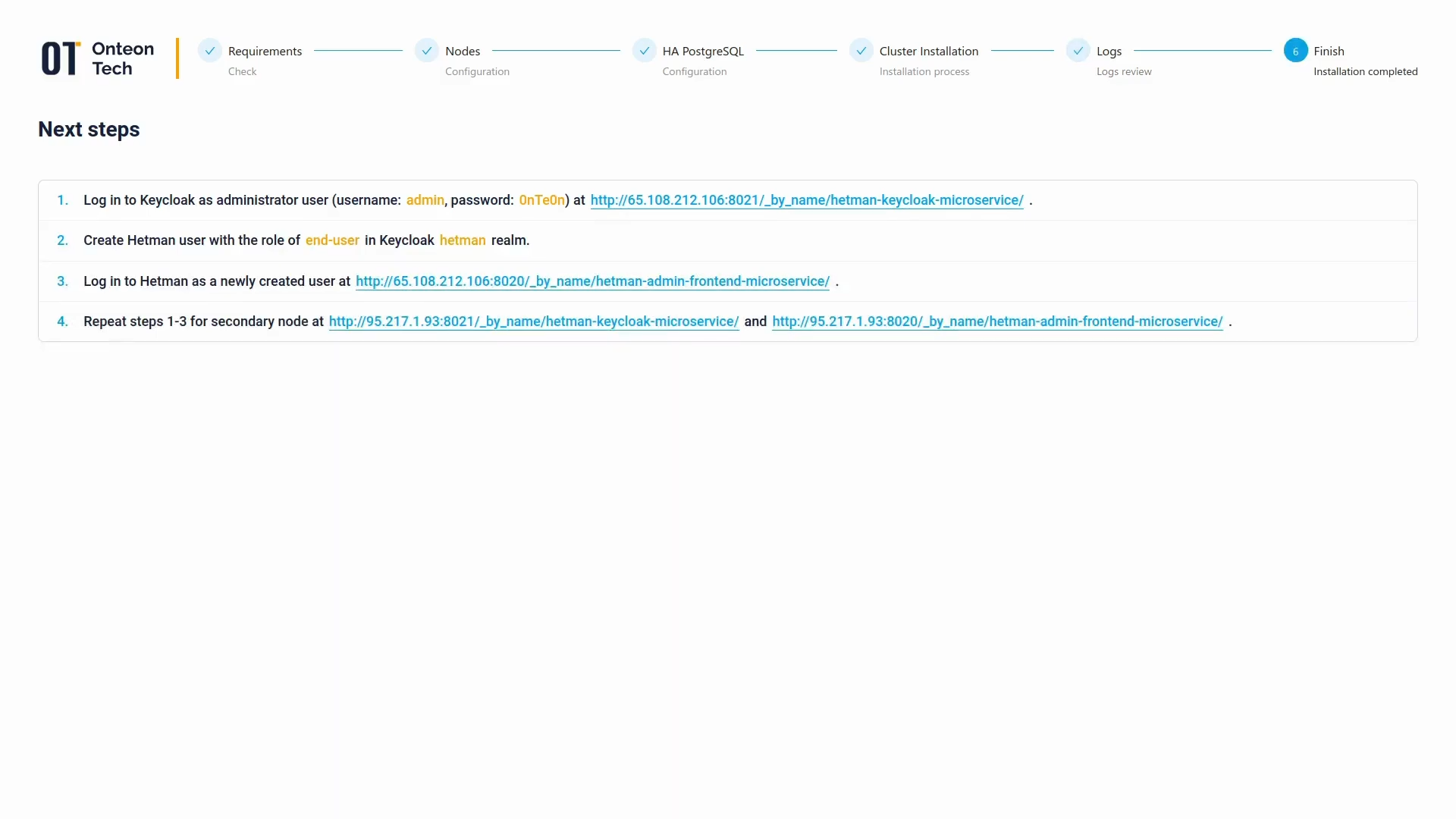 Web Installer Next Steps