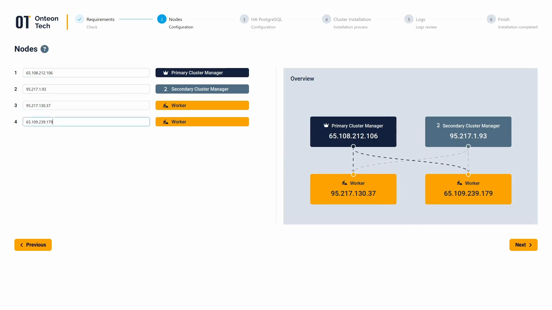 Web Installer Nodes Configuration