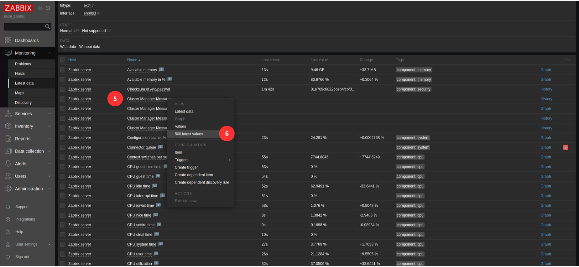 Latest Values - steps 5-6