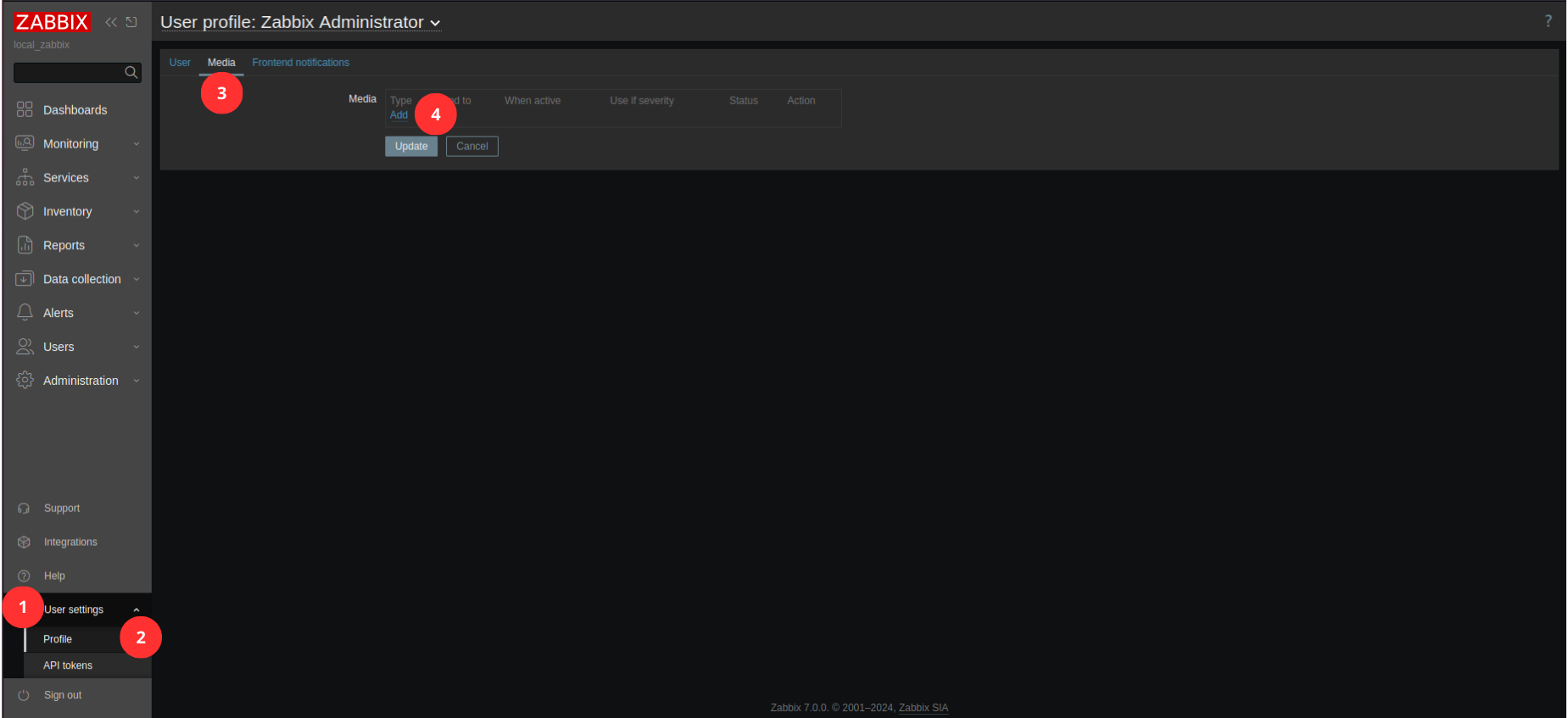 Configure user's email address - steps 1-4